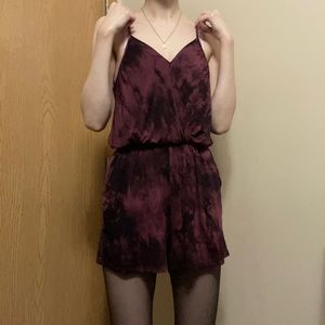 Ginger G Maroon and Black Tie-Dyed Romper